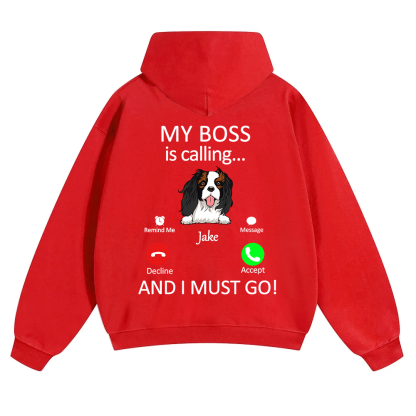Dog Boss Calling - Personalized Custom Unisex Soild Color Hoodies wearishow