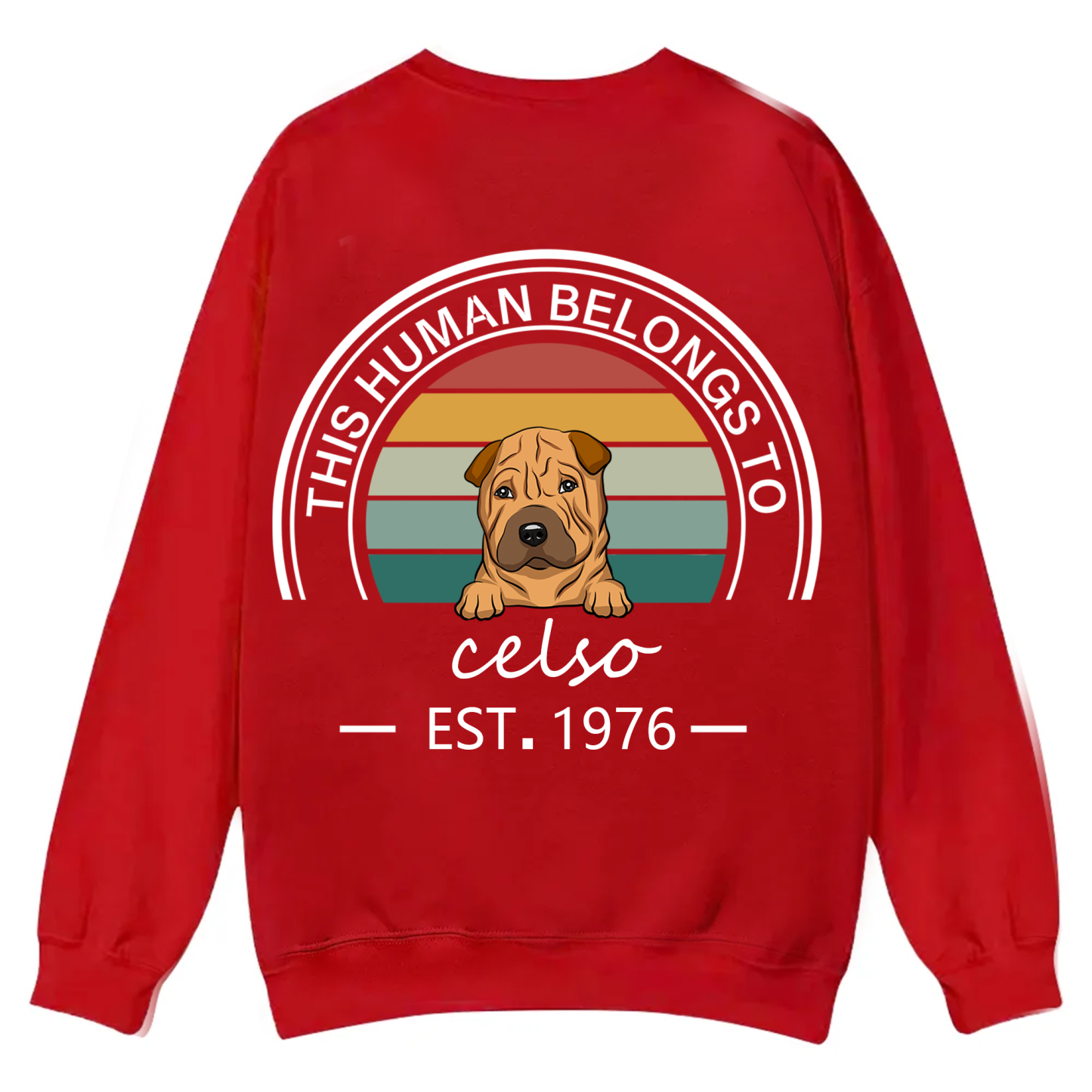 This Human Belongs To - Personalized Custom Unisex Casual Crewneck Sweatshirt