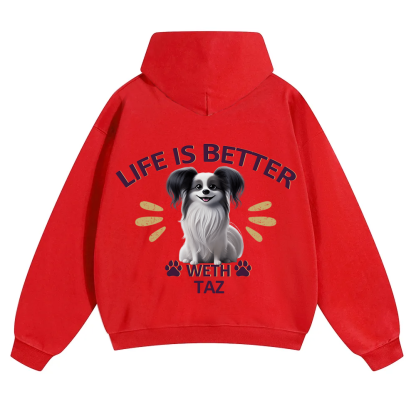 Better Life With My Dog - Personalized Custom Unisex Soild Color Hoodies wearishow