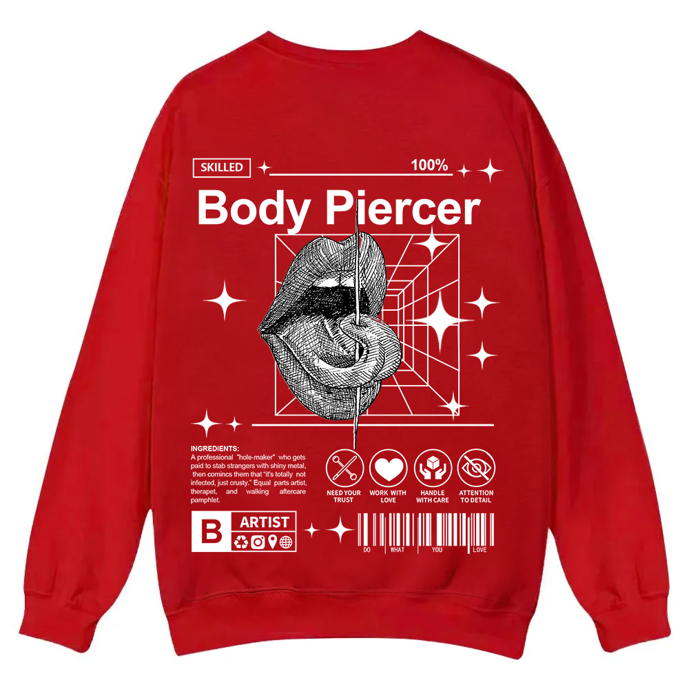 Body Piercer Casual Crewneck Sweatshirt wearishow