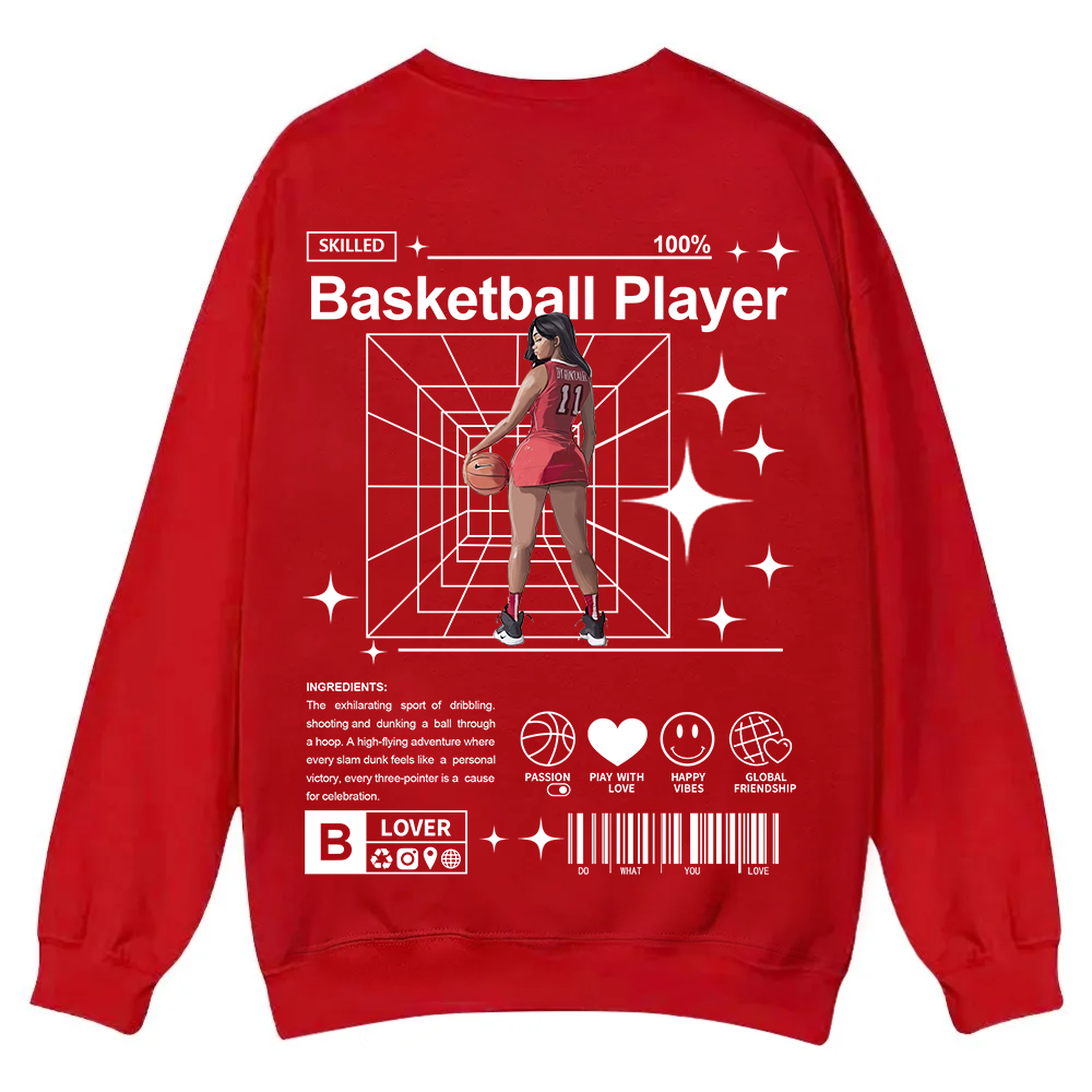 Basketball Player Casual Crewneck Sweatshirt wearishow