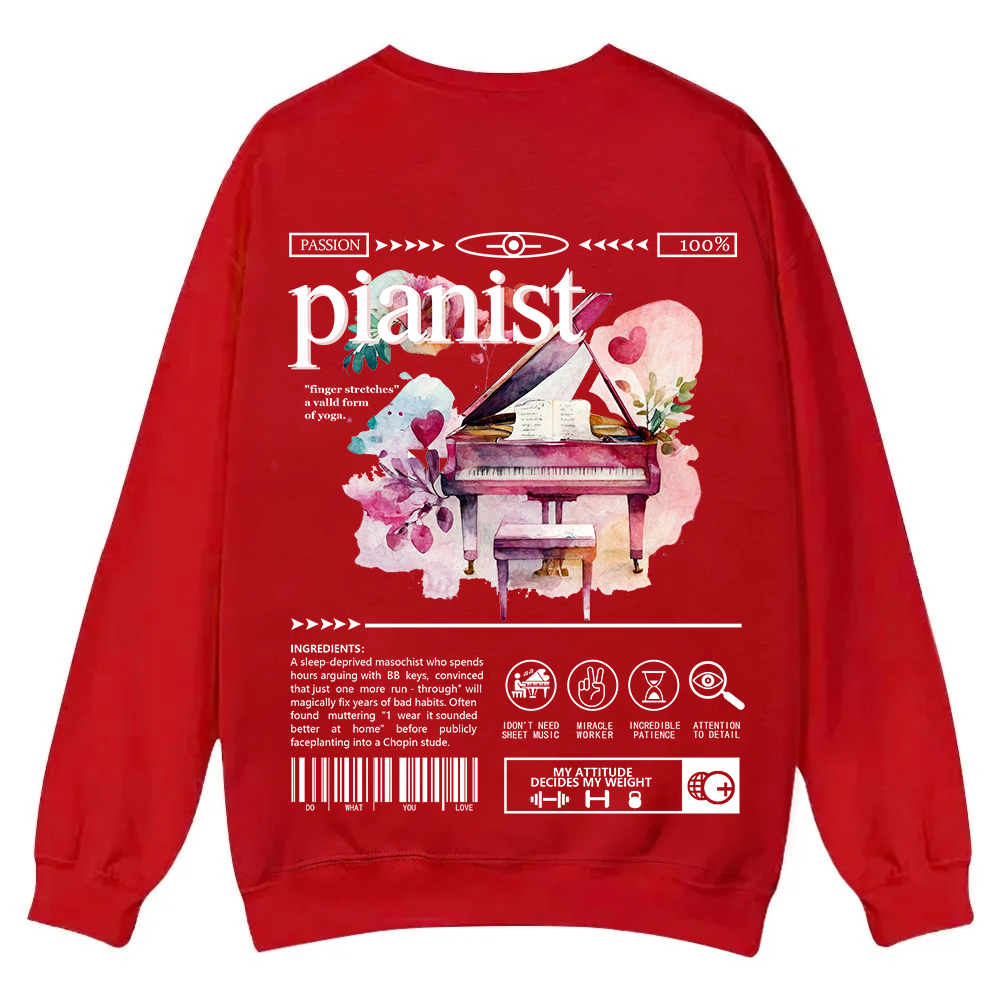 Pianist Casual Crewneck Sweatshirt wearishow