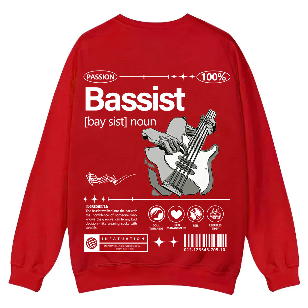Bassist Casual Crewneck Sweatshirt wearishow