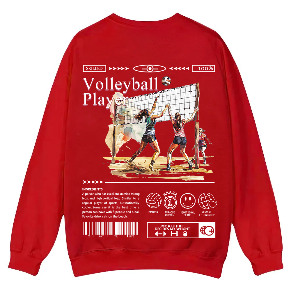 Volleyball Player Casual Crewneck Sweatshirt wearishow