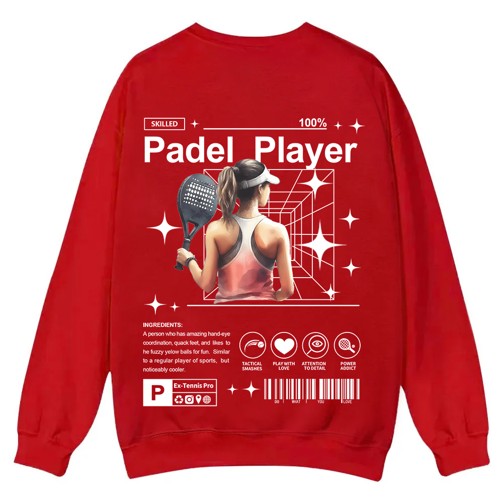 Padel Player Casual Crewneck Sweatshirt wearishow