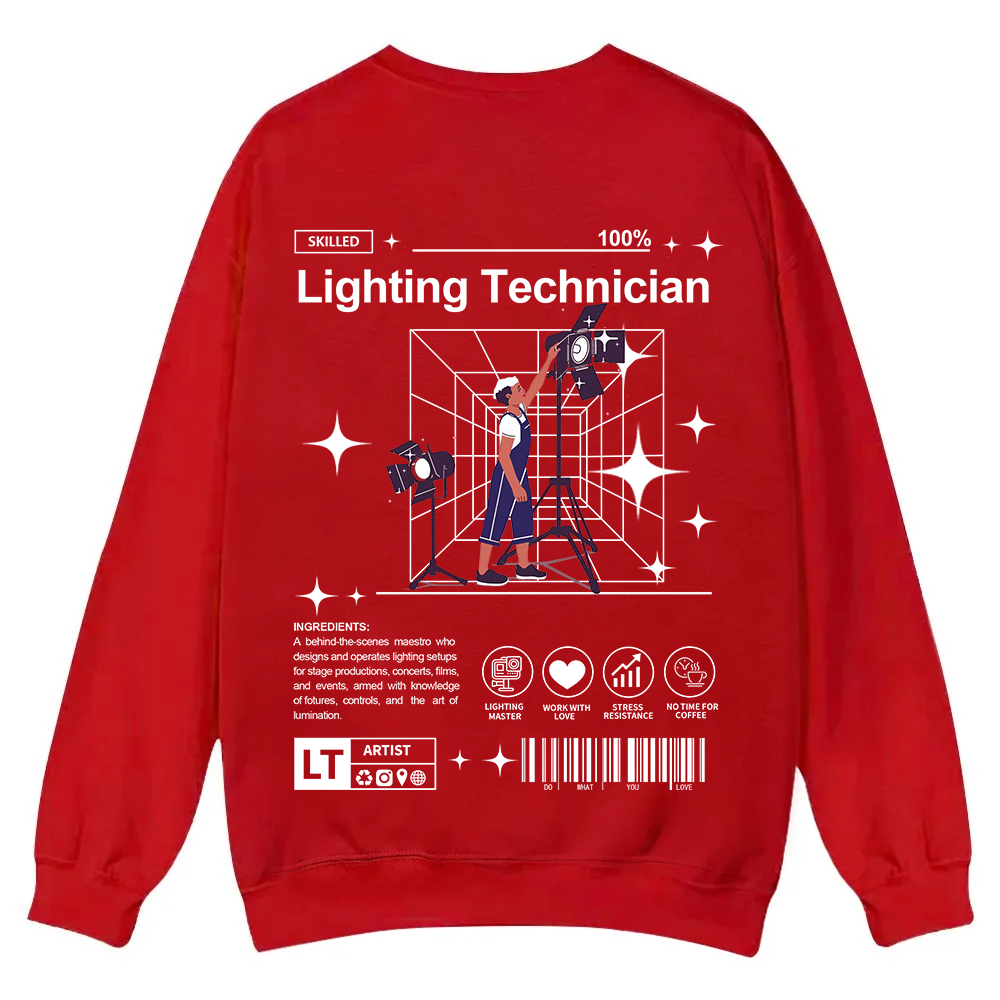 Lighting Technician Casual Crewneck Sweatshirt wearishow