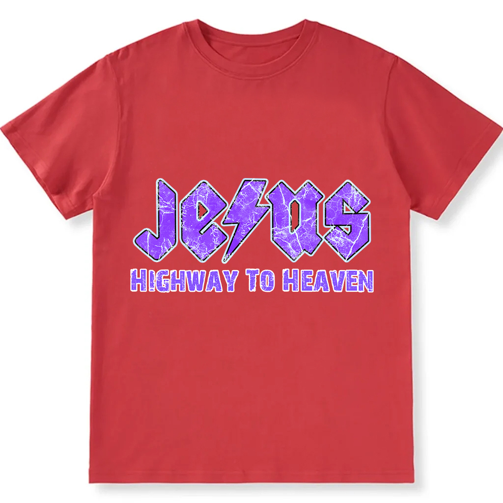 Jesus Highway To Heaven Unisex Fit Cotton T-Shirt wearishow