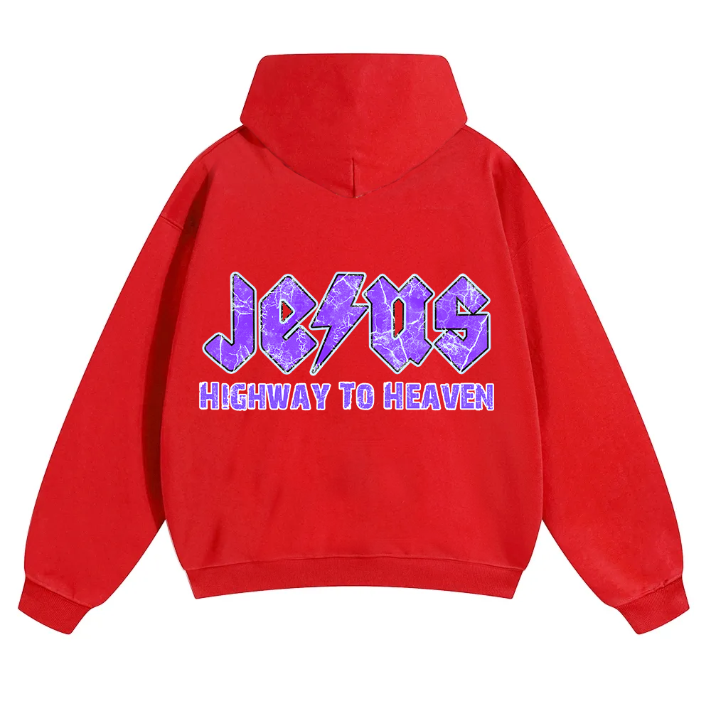 Jesus Highway To Heaven Unisex Solid Color Hoodie wearishow