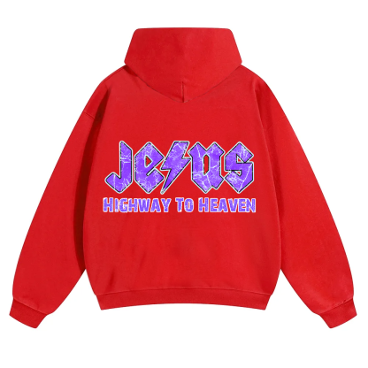 Jesus Highway To Heaven Unisex Solid Color Hoodie wearishow