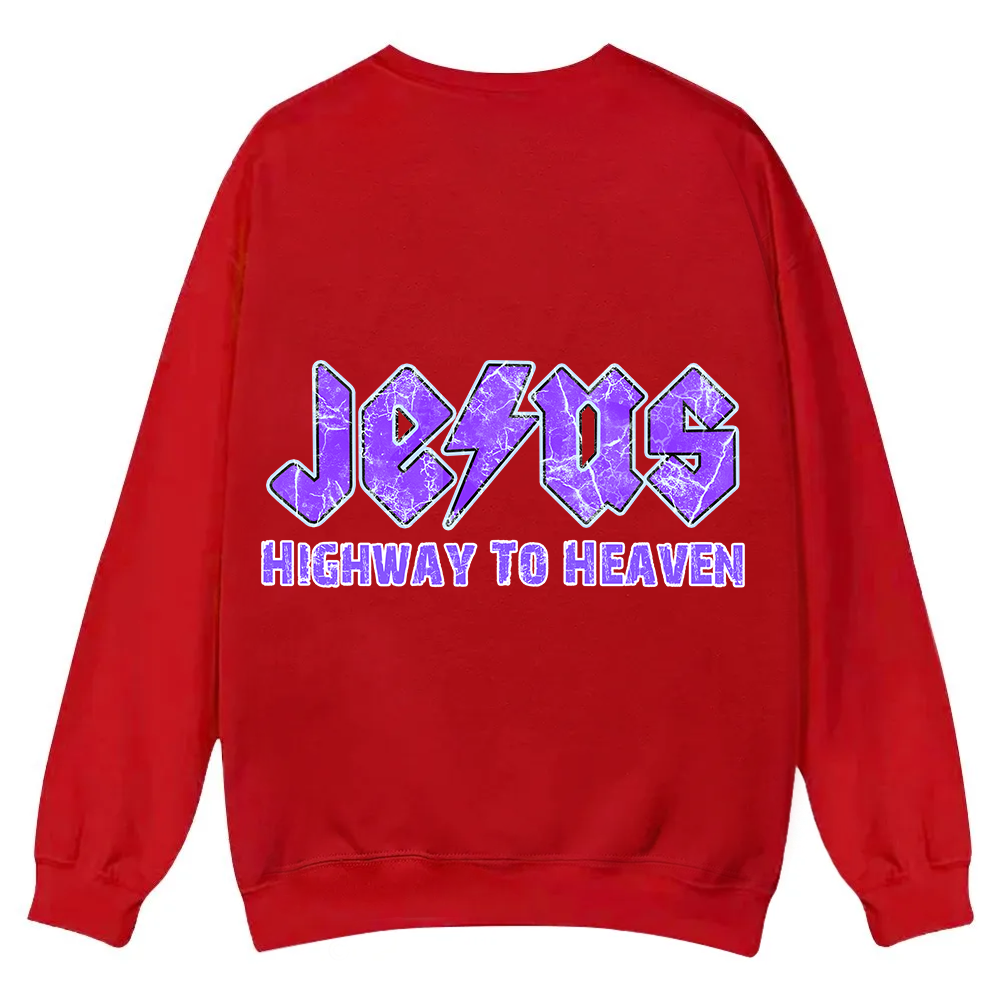 Jesus Highway To Heaven Casual Crewneck Sweatshirt wearishow
