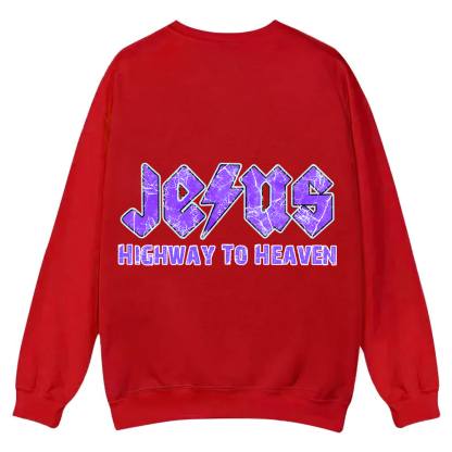 Jesus Highway To Heaven Casual Crewneck Sweatshirt wearishow