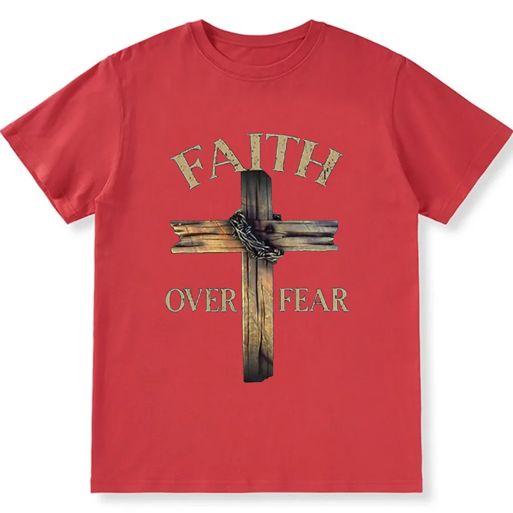 Faith Over Fear Cross Unisex Fit Cotton T-Shirt wearishow