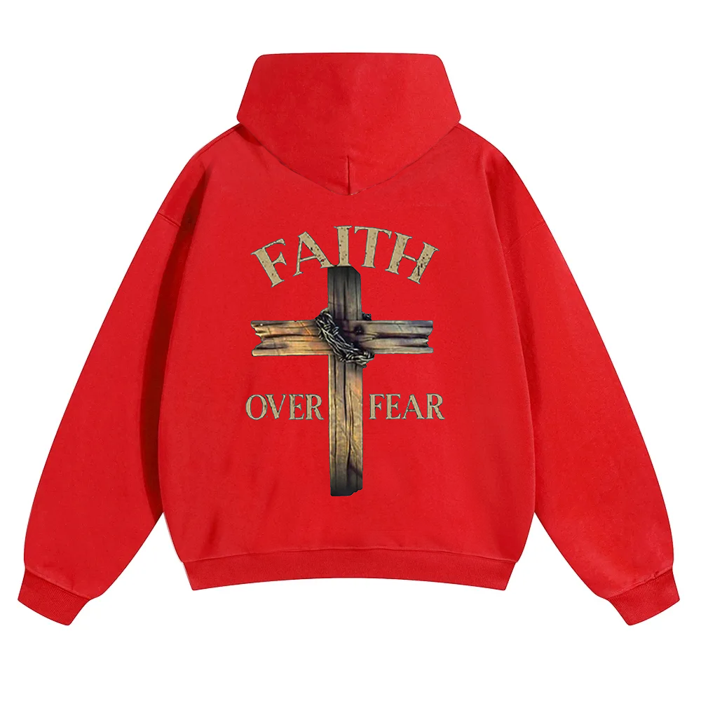 Faith Over Fear Cross Unisex Solid Color Hoodie wearishow