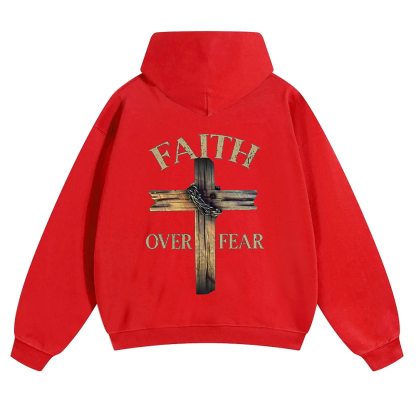 Faith Over Fear Cross Unisex Solid Color Hoodie wearishow