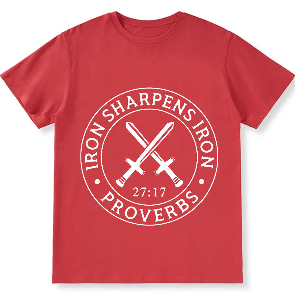 Iron Sharpens Iron PRVOERBS 27:17 Christian Unisex Fit Cotton T-Shirt wearishow