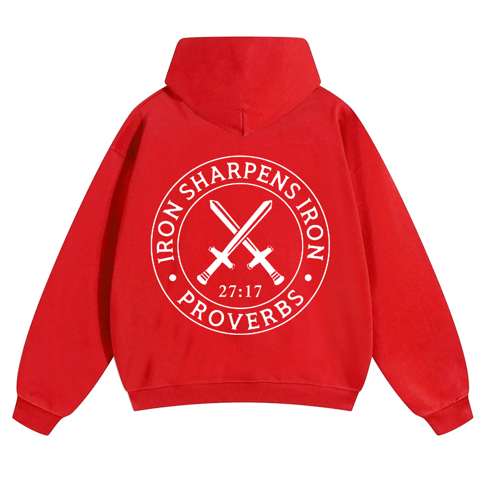 Iron Sharpens Iron PRVOERBS 27:17 Christian Unisex Solid Color Hoodie wearishow