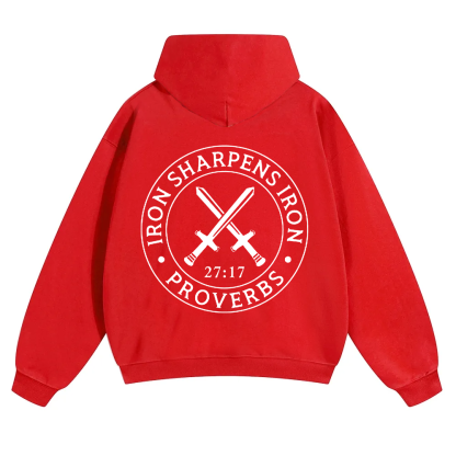 Iron Sharpens Iron PRVOERBS 27:17 Christian Unisex Solid Color Hoodie wearishow
