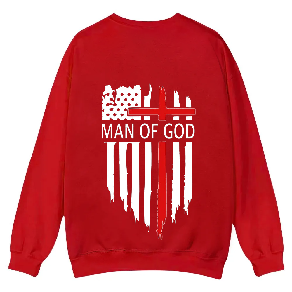 Man Of God Chrsitian Casual Crewneck Sweatshirt wearishow