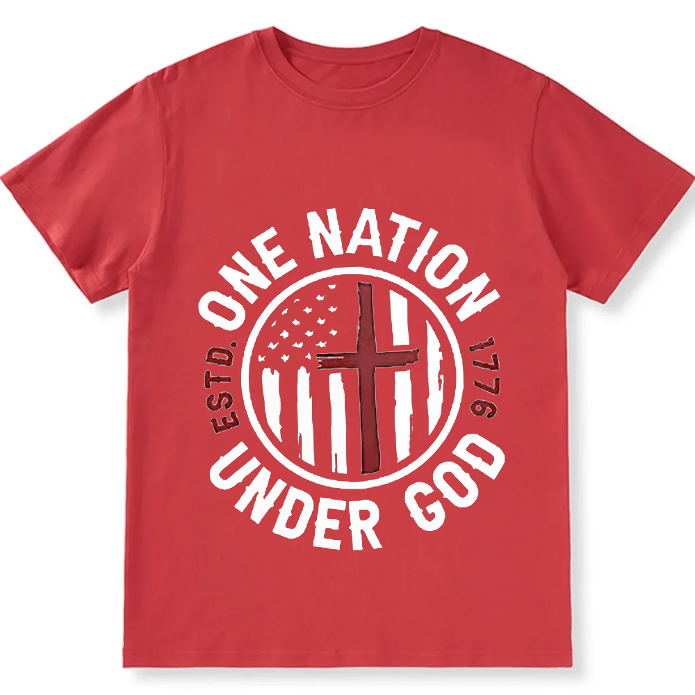One Nation Under God ESTD 1776 Unisex Fit Cotton T-Shirt wearishow