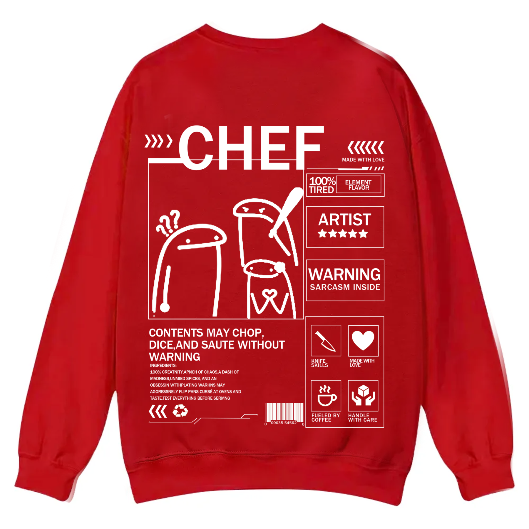 Chef Solid Color Unisex Casual Crewneck Sweatshirt