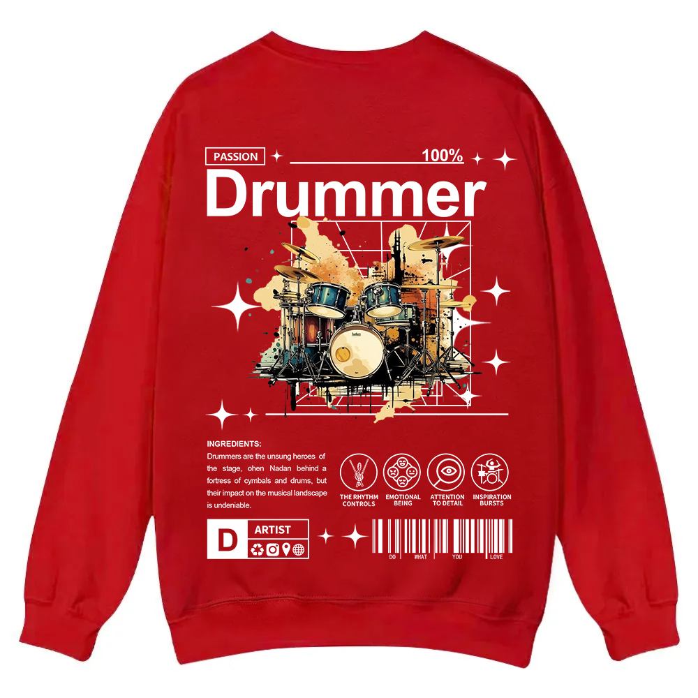 Drummer Casual Crewneck Sweatshirt wearishow