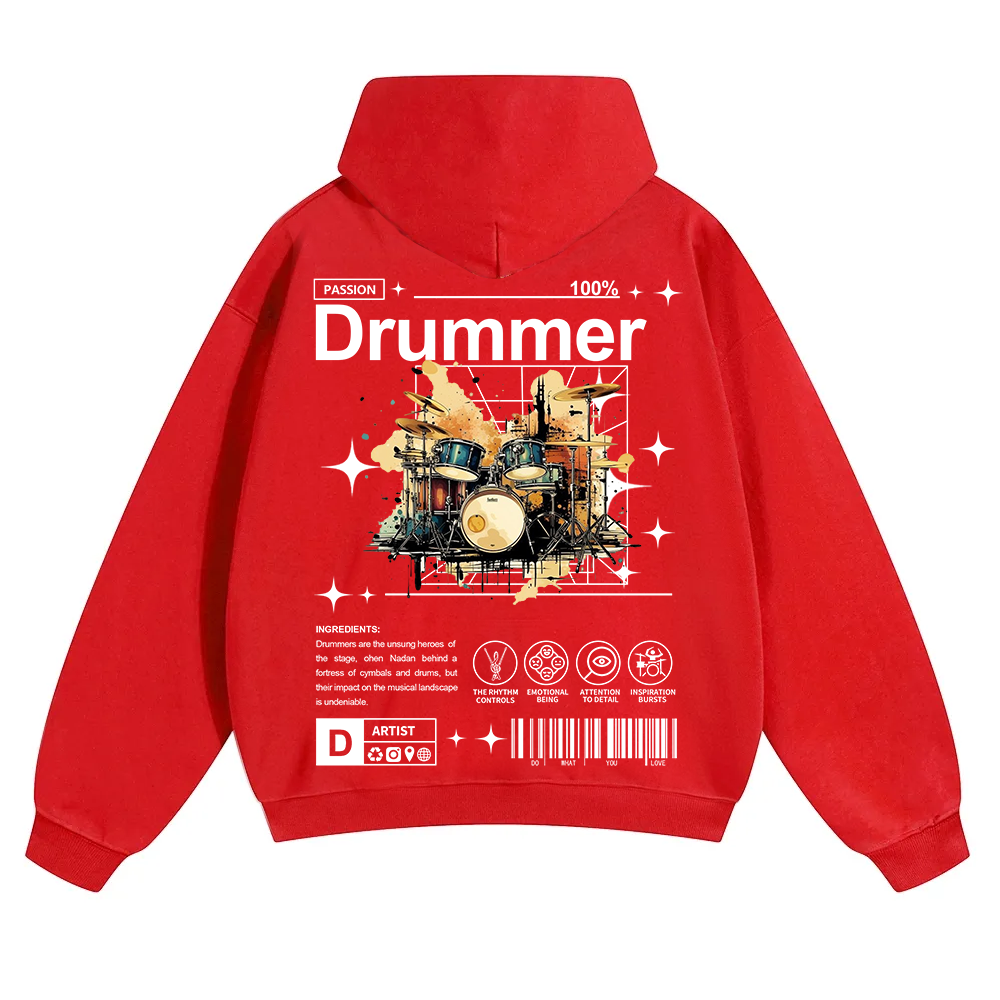 Drummer Unisex Solid Color Hoodie wearishow