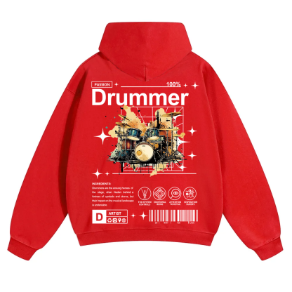 Drummer Unisex Solid Color Hoodie wearishow