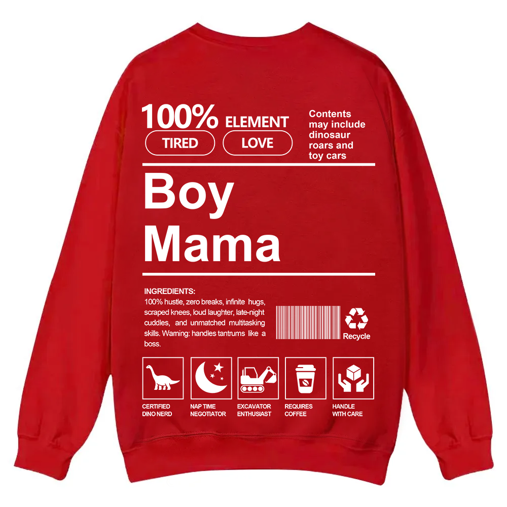 Boy Mama Casual Crewneck Sweatshirt wearishow