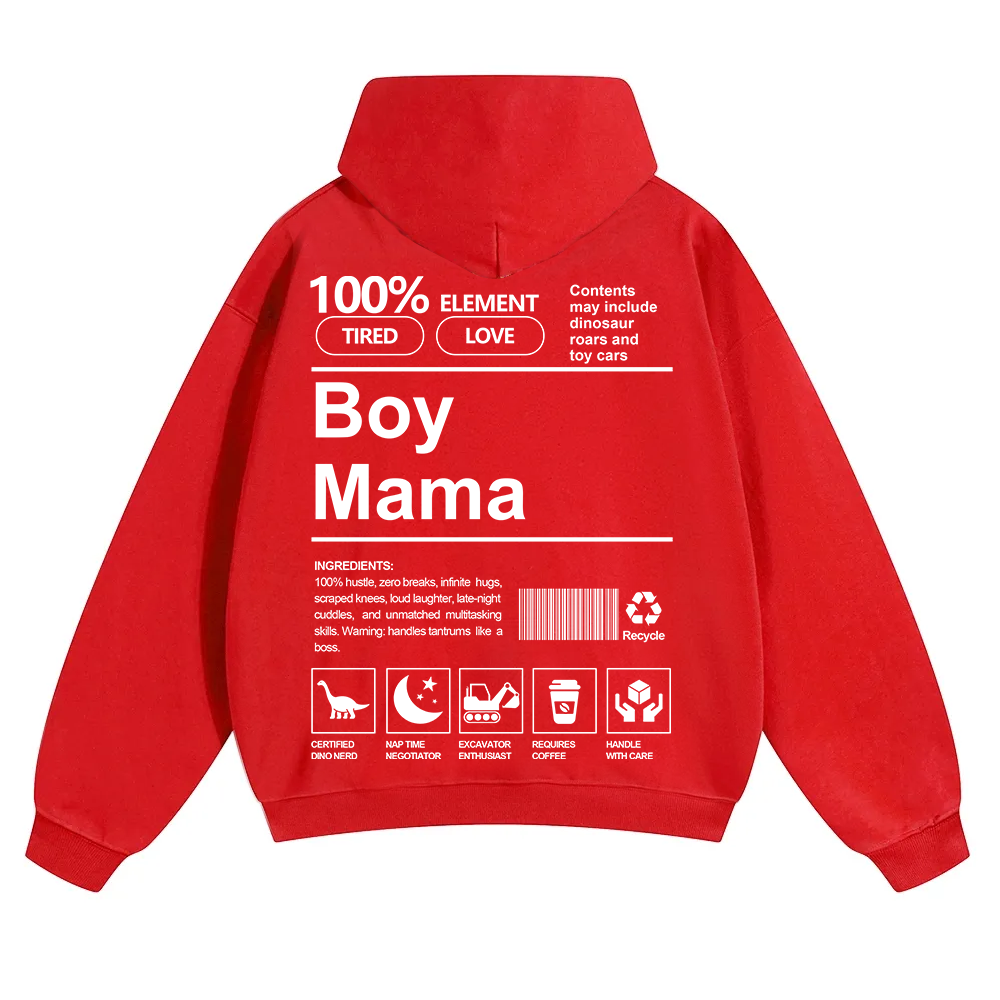 Boy Mama Unisex Solid Color Hoodie wearishow