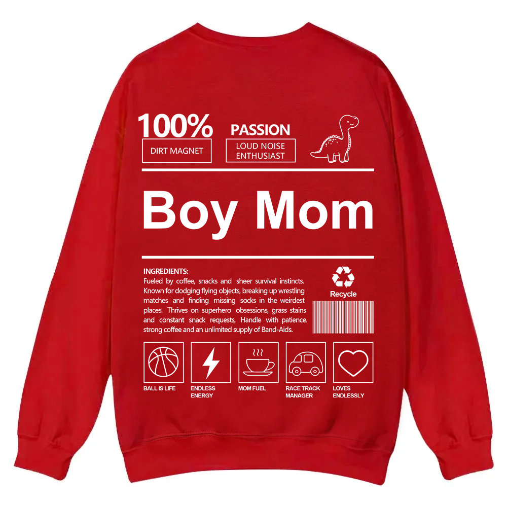 Boy Mom Casual Crewneck Sweatshirt wearishow
