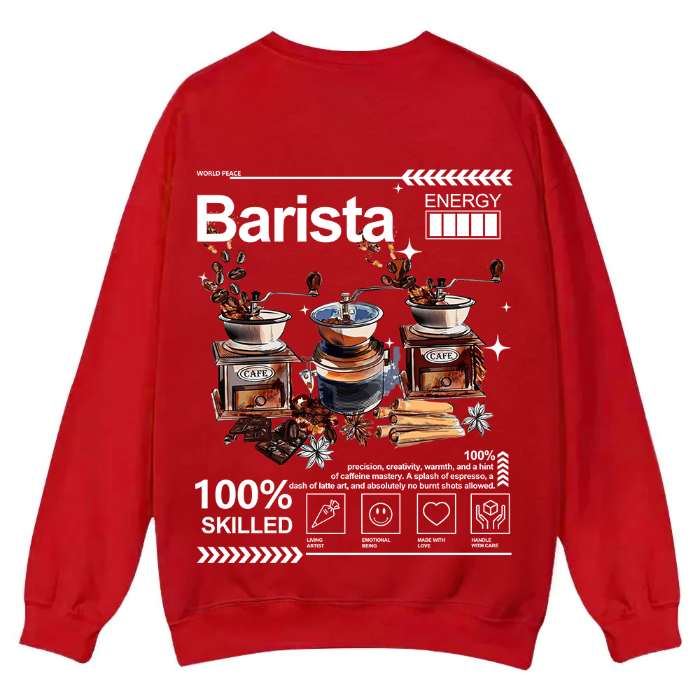 Barista Casual Crewneck Sweatshirt wearishow