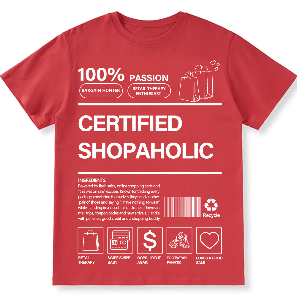 Certified Shopaholic Unisex Fit Cotton T-Shirt wearishow