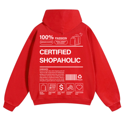 Certified Shopaholic Unisex Solid Color Hoodie wearishow