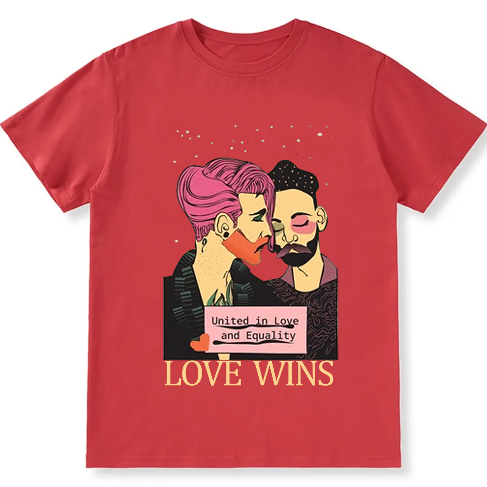 United in Love and Equality Love Wins Unisex Fit Cotton T-Shirt wearishow