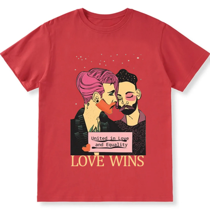 United in Love and Equality Love Wins Unisex Fit Cotton T-Shirt wearishow