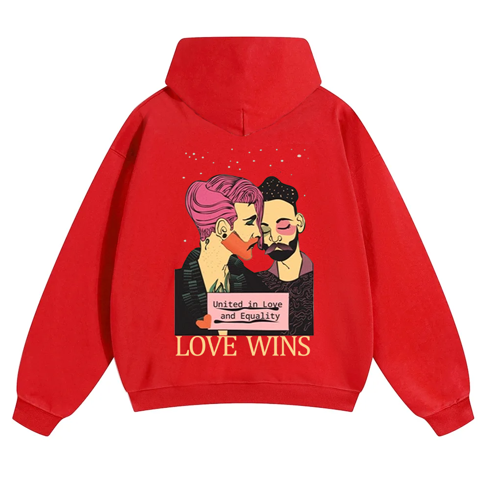 United in Love and Equality Love Wins Unisex Solid Color Hoodie wearishow