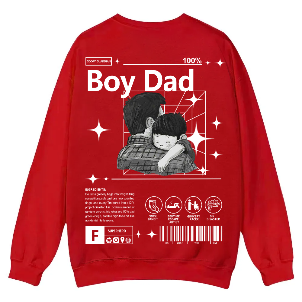 Boy Dad Casual Crewneck Sweatshirt wearishow