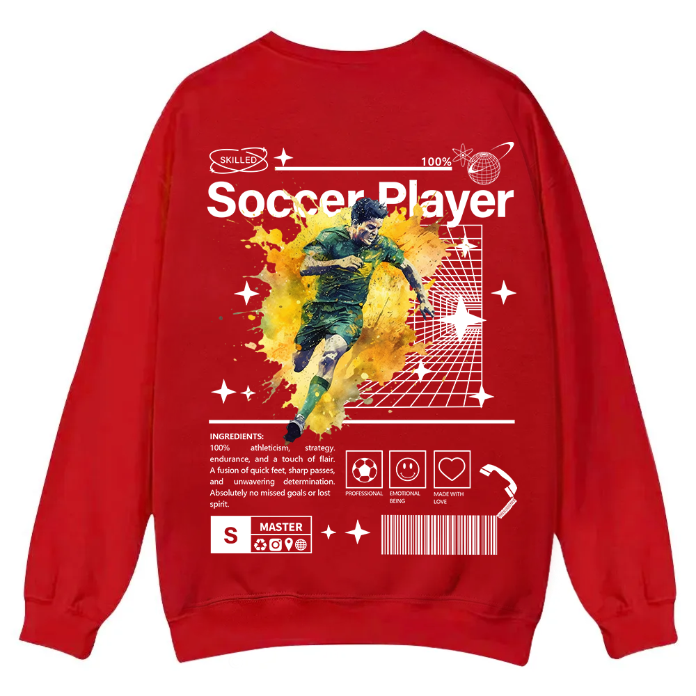 Soccer Player Casual Crewneck Sweatshirt wearishow
