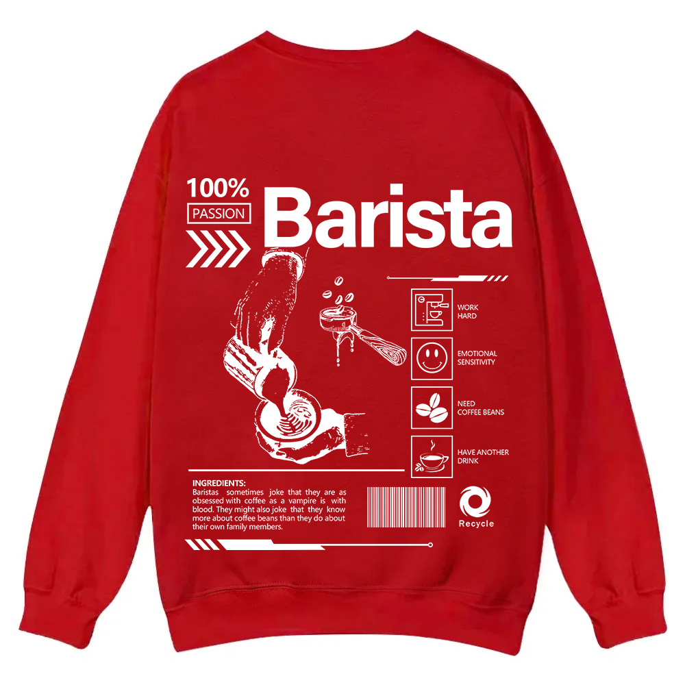 Barista Casual Crewneck Sweatshirt wearishow