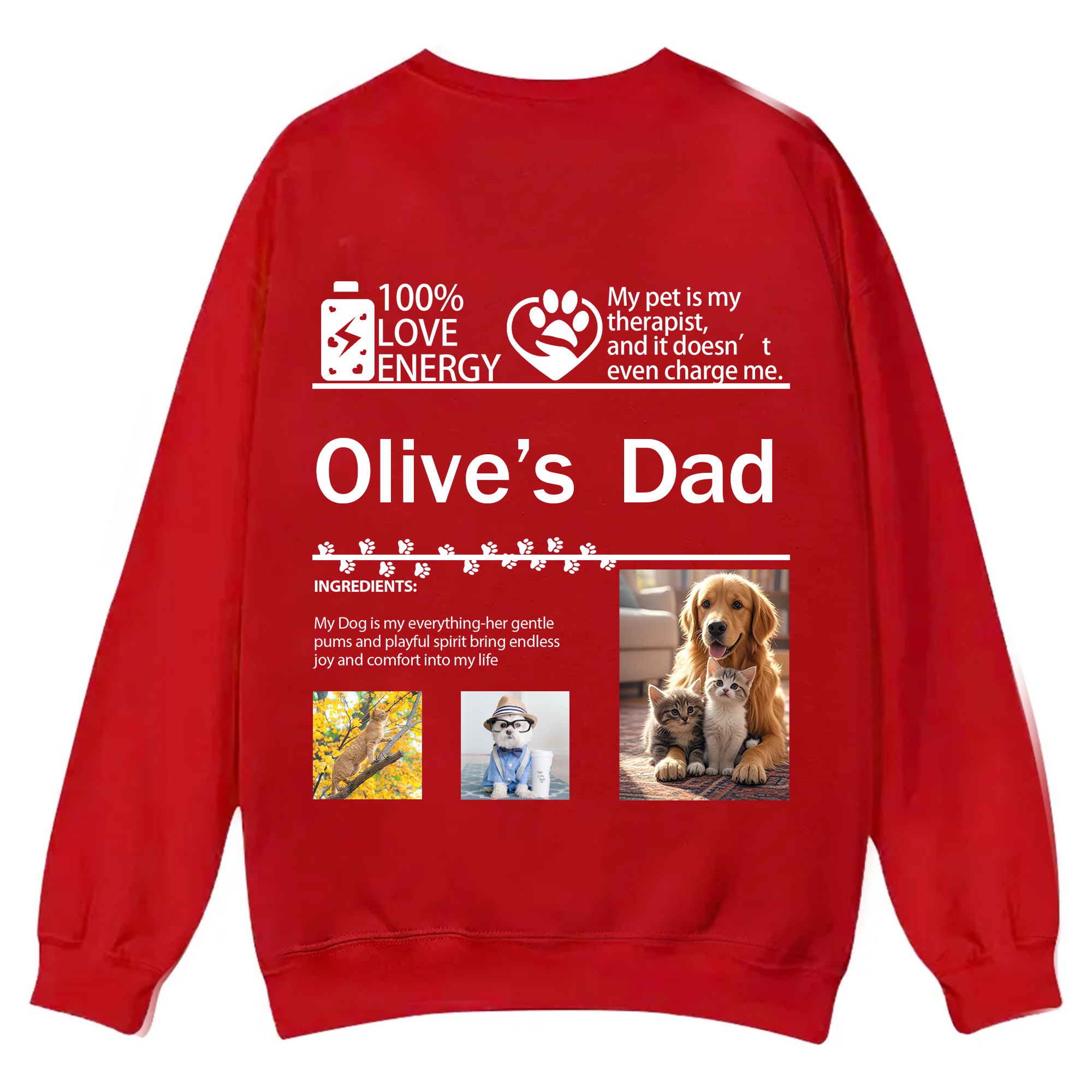 Pet Photo Creative Customized Unisex Casual Crewneck Sweatshirt
