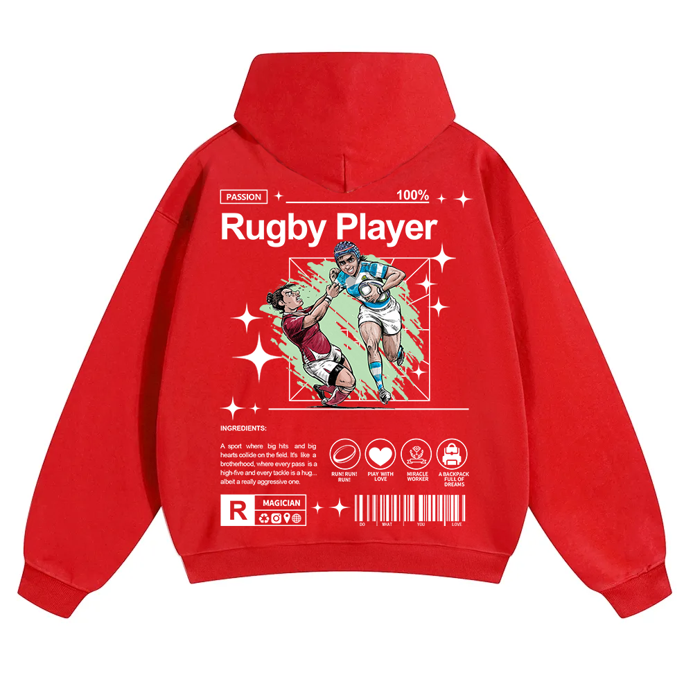 Rugby Player Unisex Solid Color Hoodie wearishow