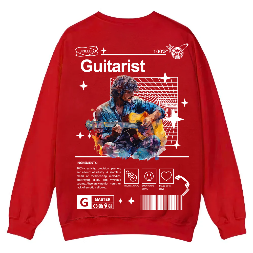 Guitarist Casual Crewneck Sweatshirt wearishow