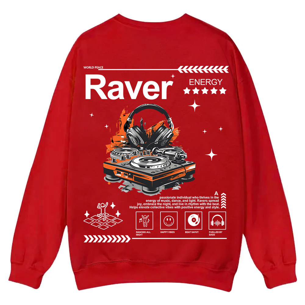Raver Casual Crewneck Sweatshirt wearishow