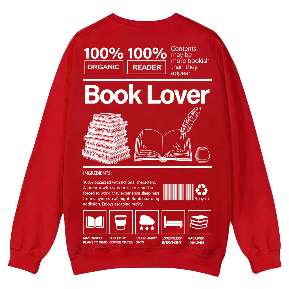 Book Lover Casual Crewneck Sweatshirt wearishow