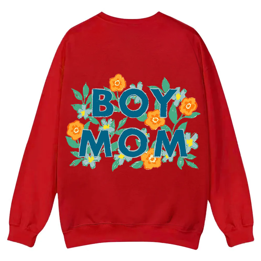 Boy Mom Casual Crewneck Sweatshirt wearishow