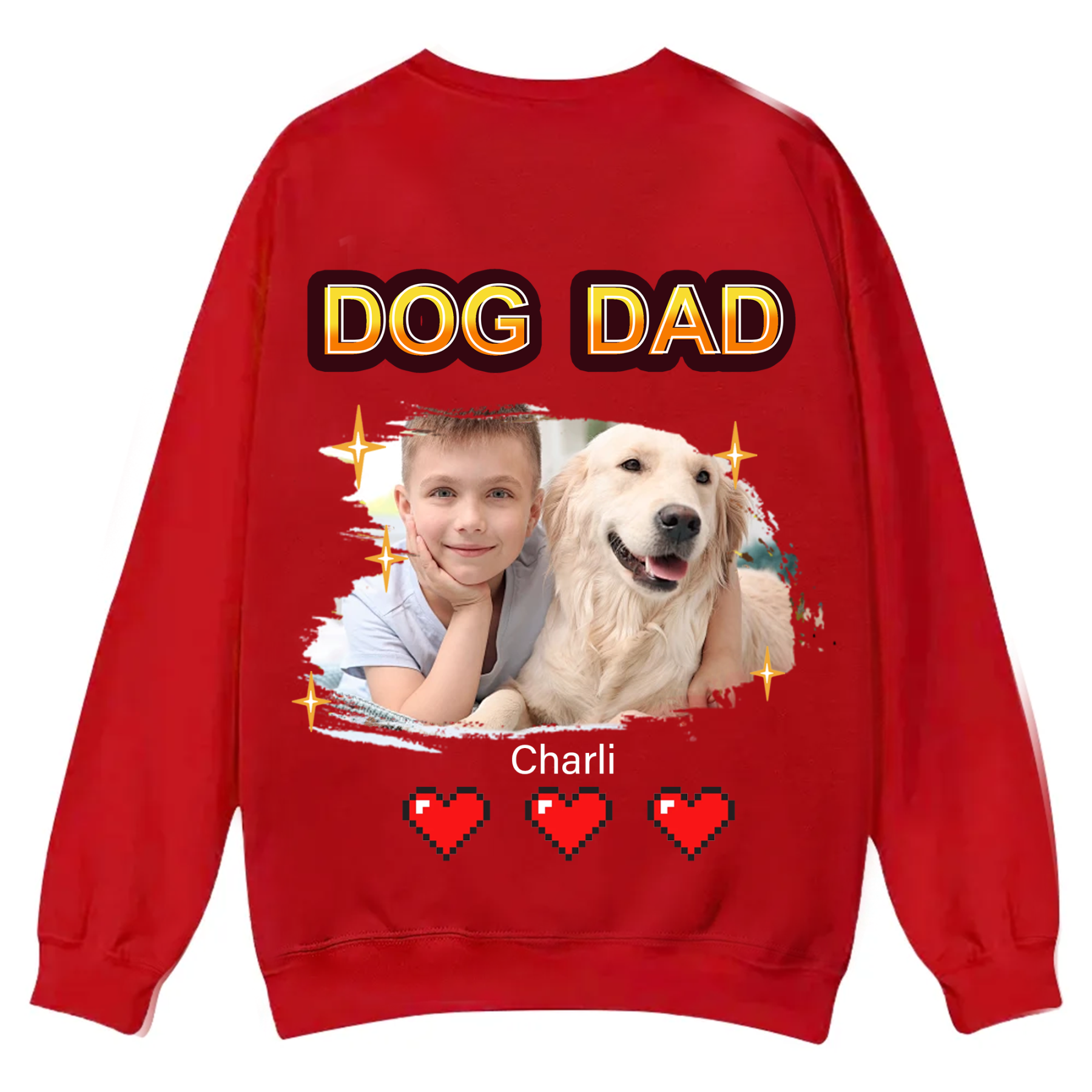Dog Mom Pixel Photo - Personalized Custom Unisex Casual Crewneck Sweatshirt