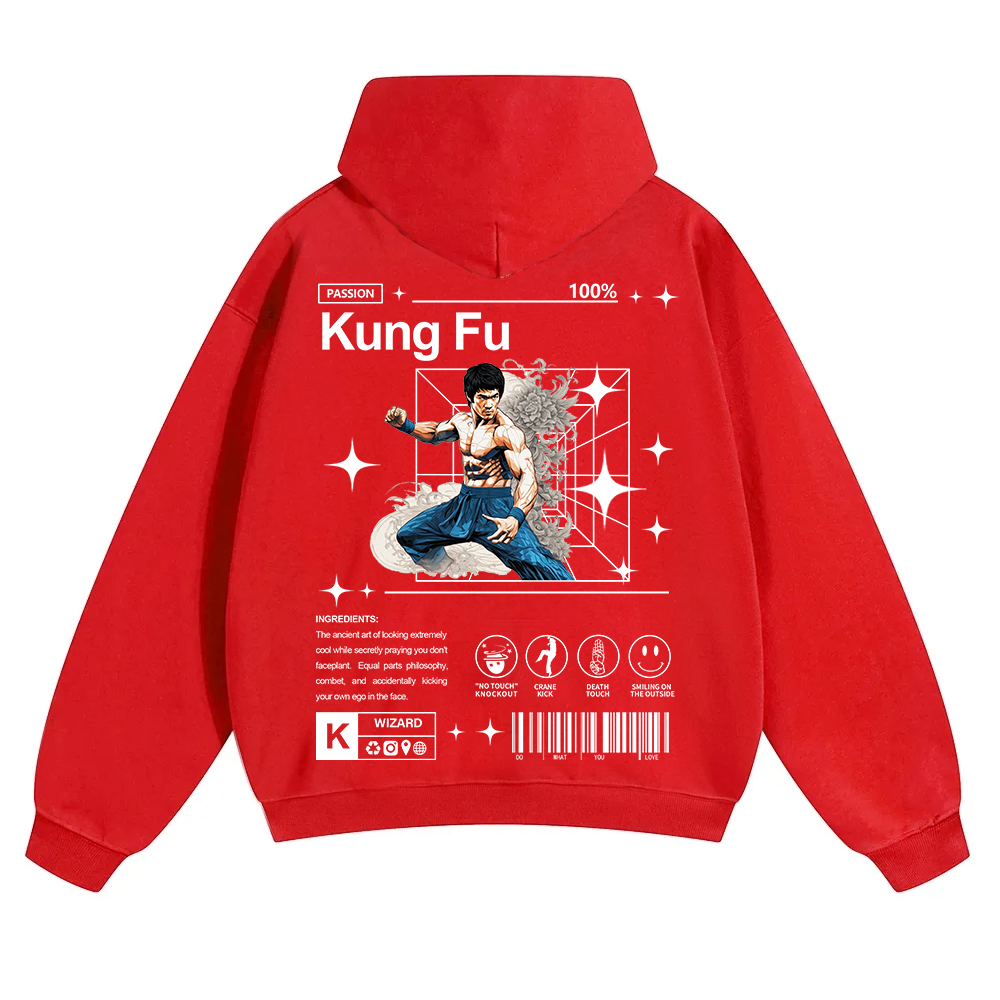 Kung Fu Unisex Solid Color Hoodie wearishow