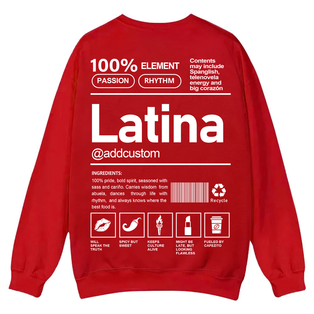 Latina Addcustom Unisex Fit  Casual Crewneck Sweatshirt wearishow