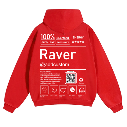 Addcustom QR Code Raver Solid Color Hoodie wearishow
