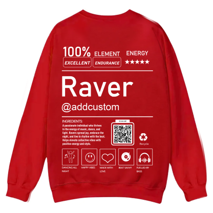 Addcustom QR Code Raver Casual Crewneck Sweatshirt wearishow